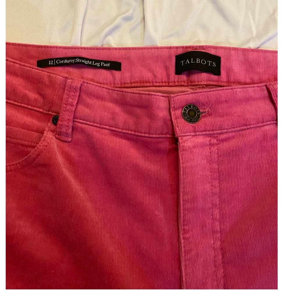 Talbots Corduroy‎ Pants Straight Leg Pink Casual Comfort Size 12 |O1